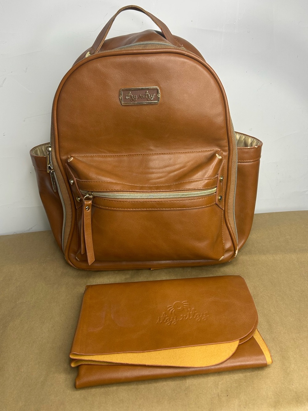 Itsy Ritsy Vegan Leather Brown Diaper Bag